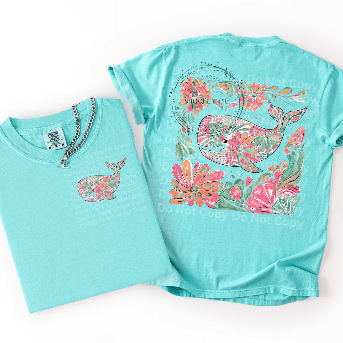 Floral Whale (POCKET ONLY) Irene DTF TRANSFER