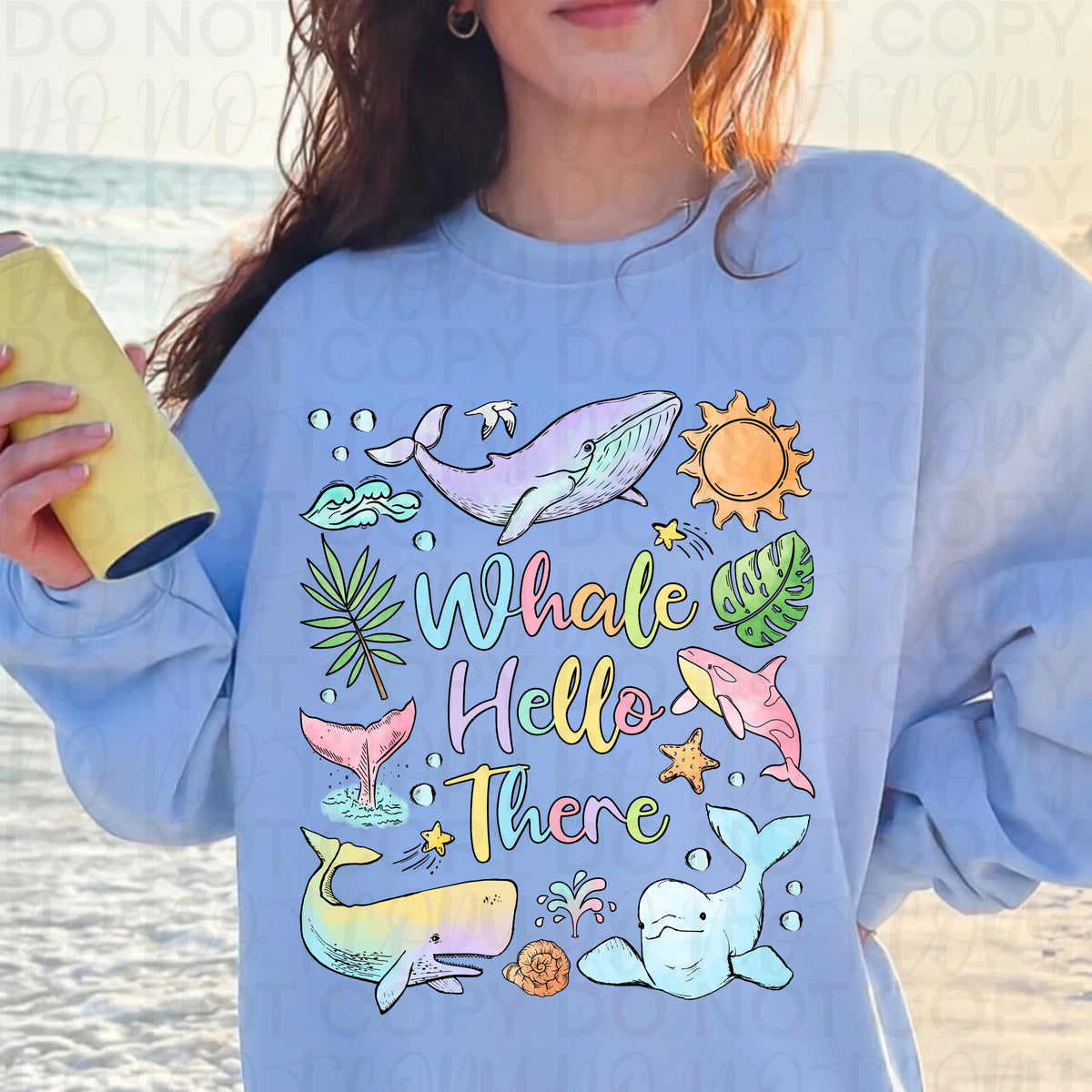 Whale Hello There collage (UAC) DTF Transfer