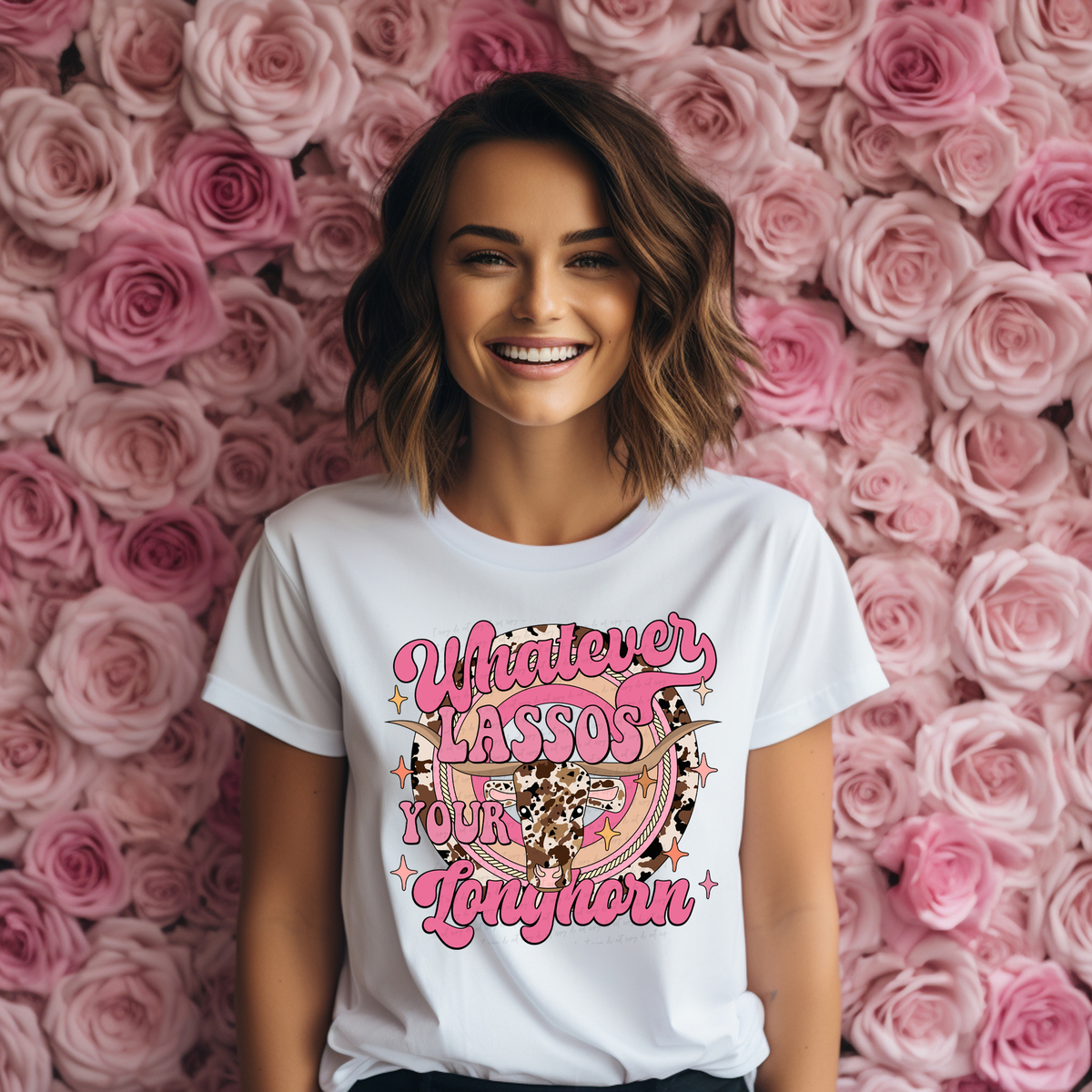 Whatever Lassos Your Longhorn Dark Pink 81667 DTF Transfer