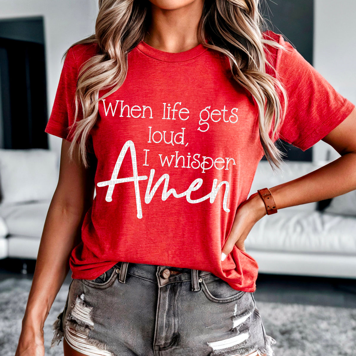 When life gets loud I whisper Amen white font (SDD) 100228 DTF transfer