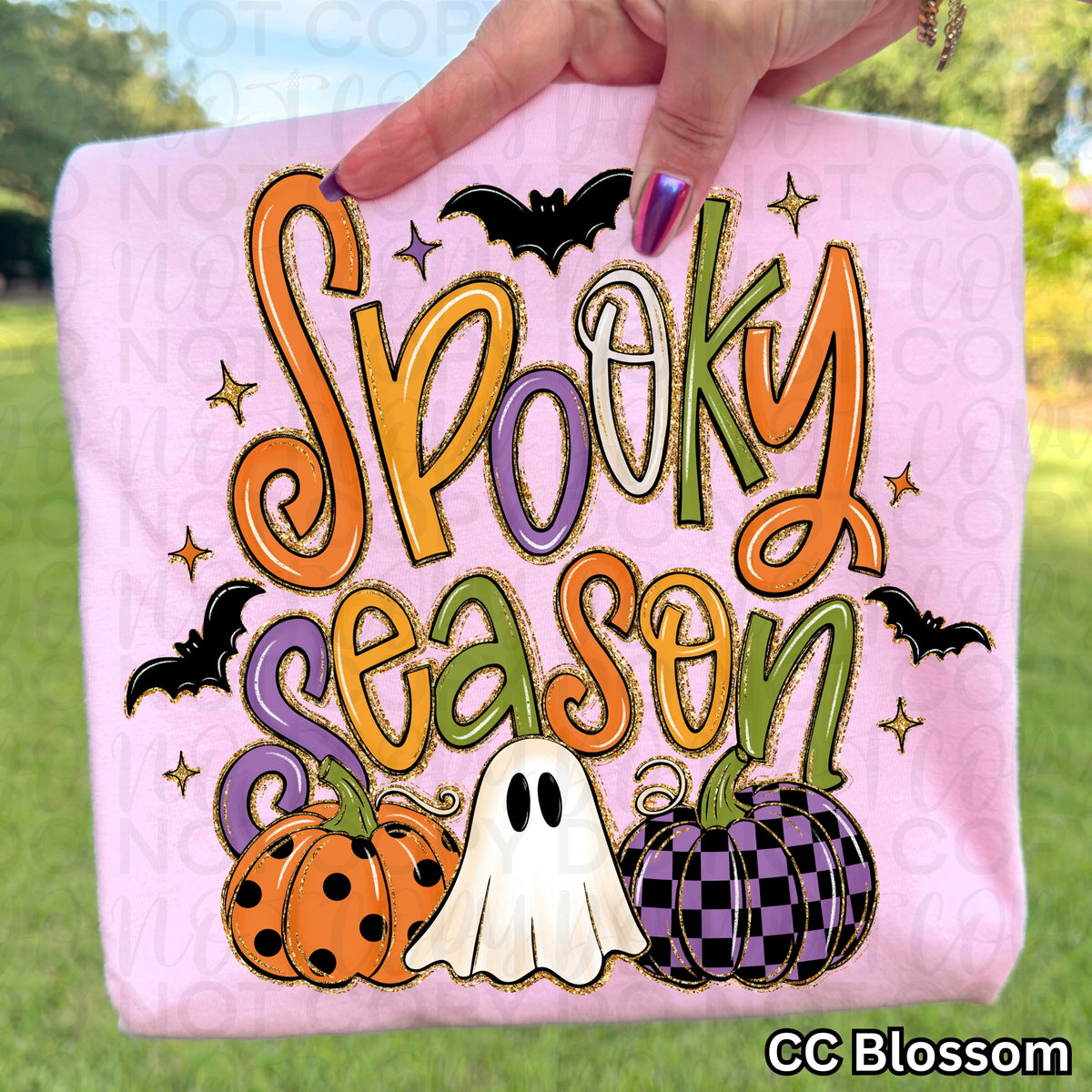 Spooky season pastel ghost pumpkins and bats (UAC) DTF transfer