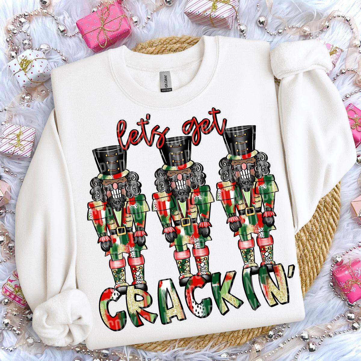 Let's Get Crackin' Black Hair Nutcracker 69228 DTF transfer