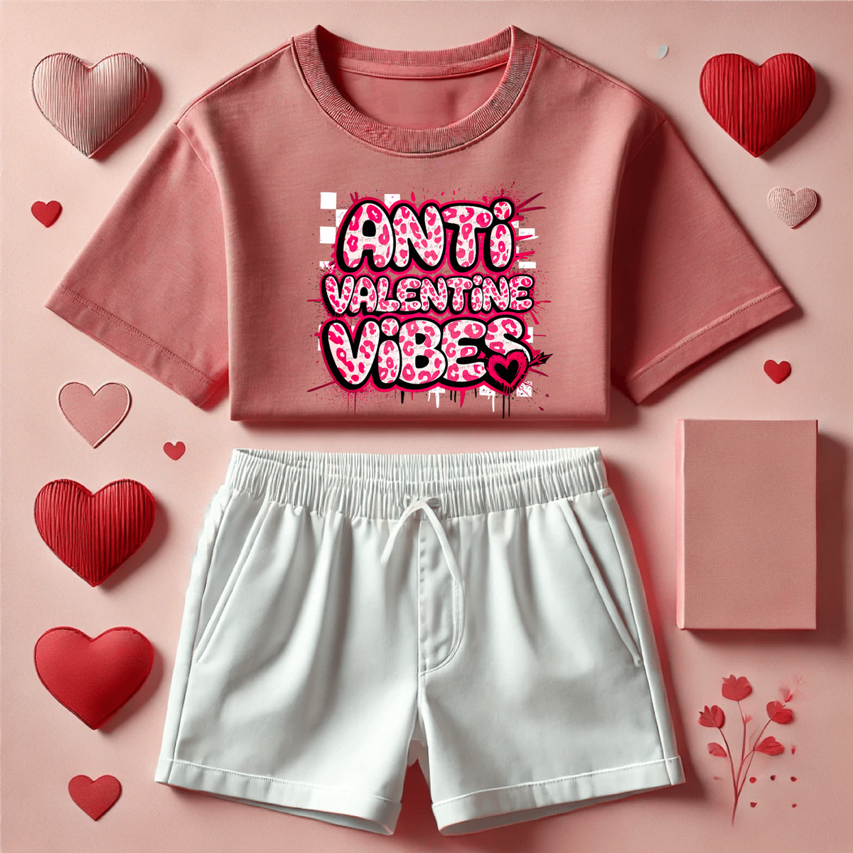 White Checkered Anti-Valentine Vibes 71742 DTF Transfer