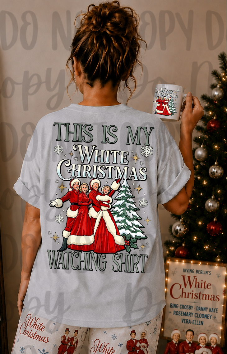 White Christmas watching shirt (BACK ONLY) (Starlight) DTF