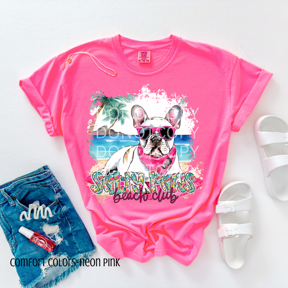 White French Bulldog Salty Paws Beach Club (CSG) 101079 DTF transfer