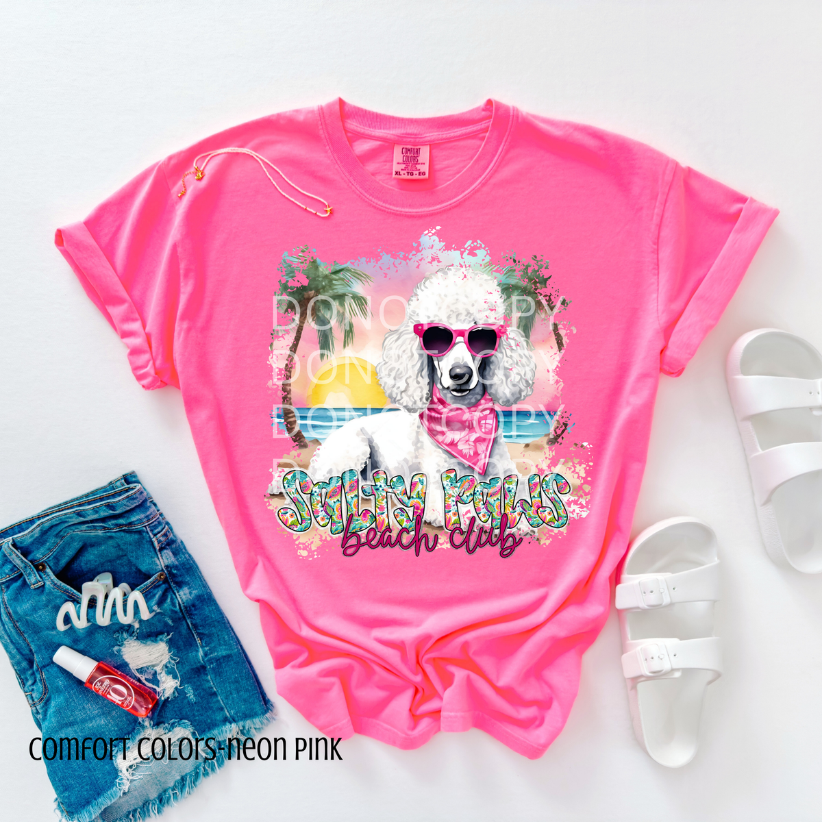 White Poodle Salty Paws Beach Club (CSG) 101106 DTF transfer