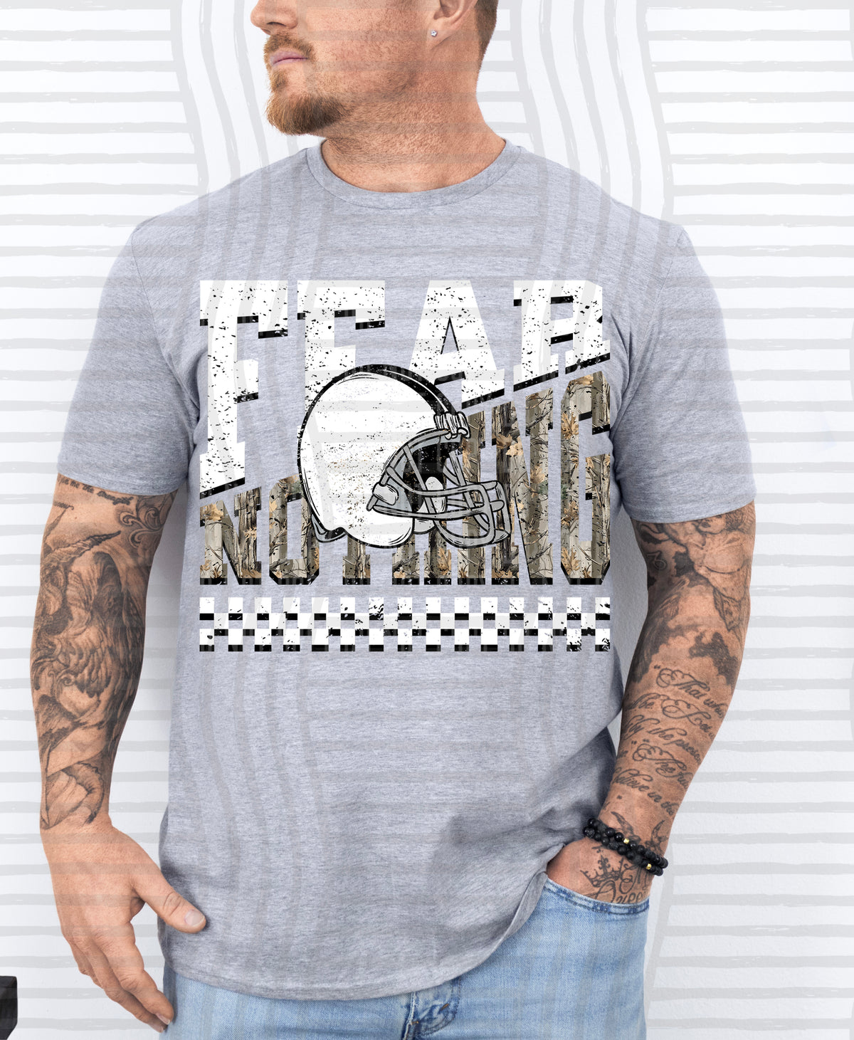 White and camo fear nothing (Caplinger) DTF Transfer