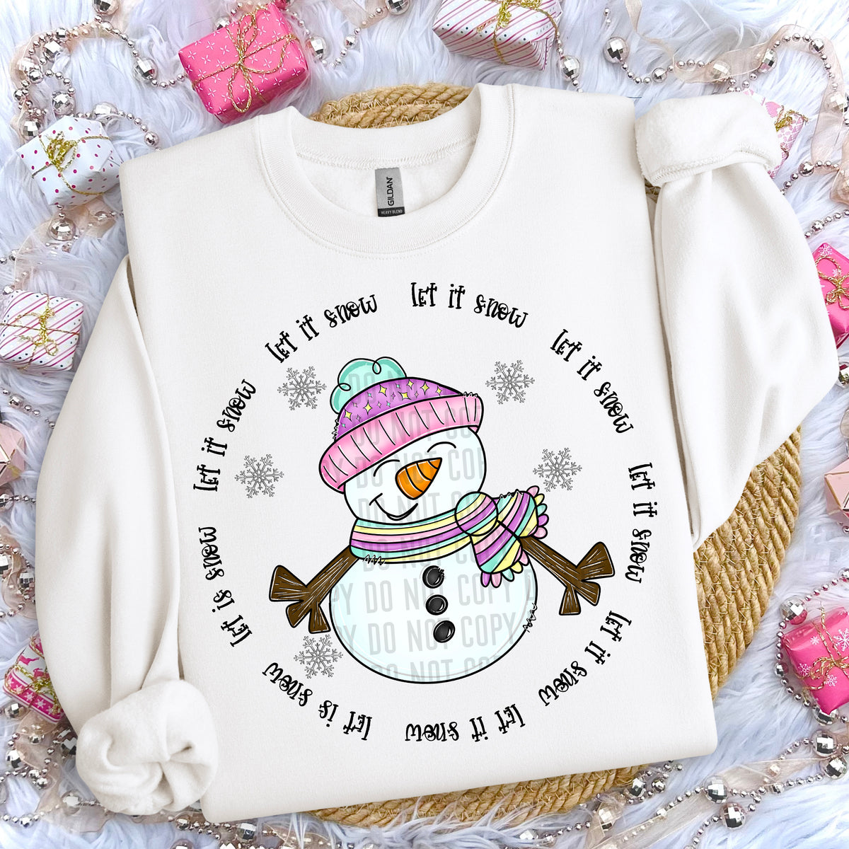 Let It Snow Pink Snowman 69219 DTF transfer