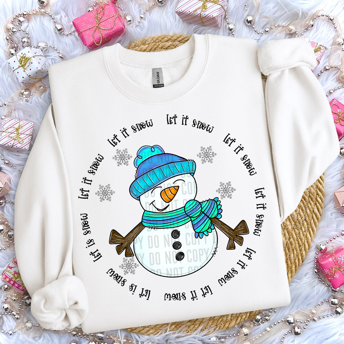 Let It Snow Blue Snowman 69220 DTF transfer