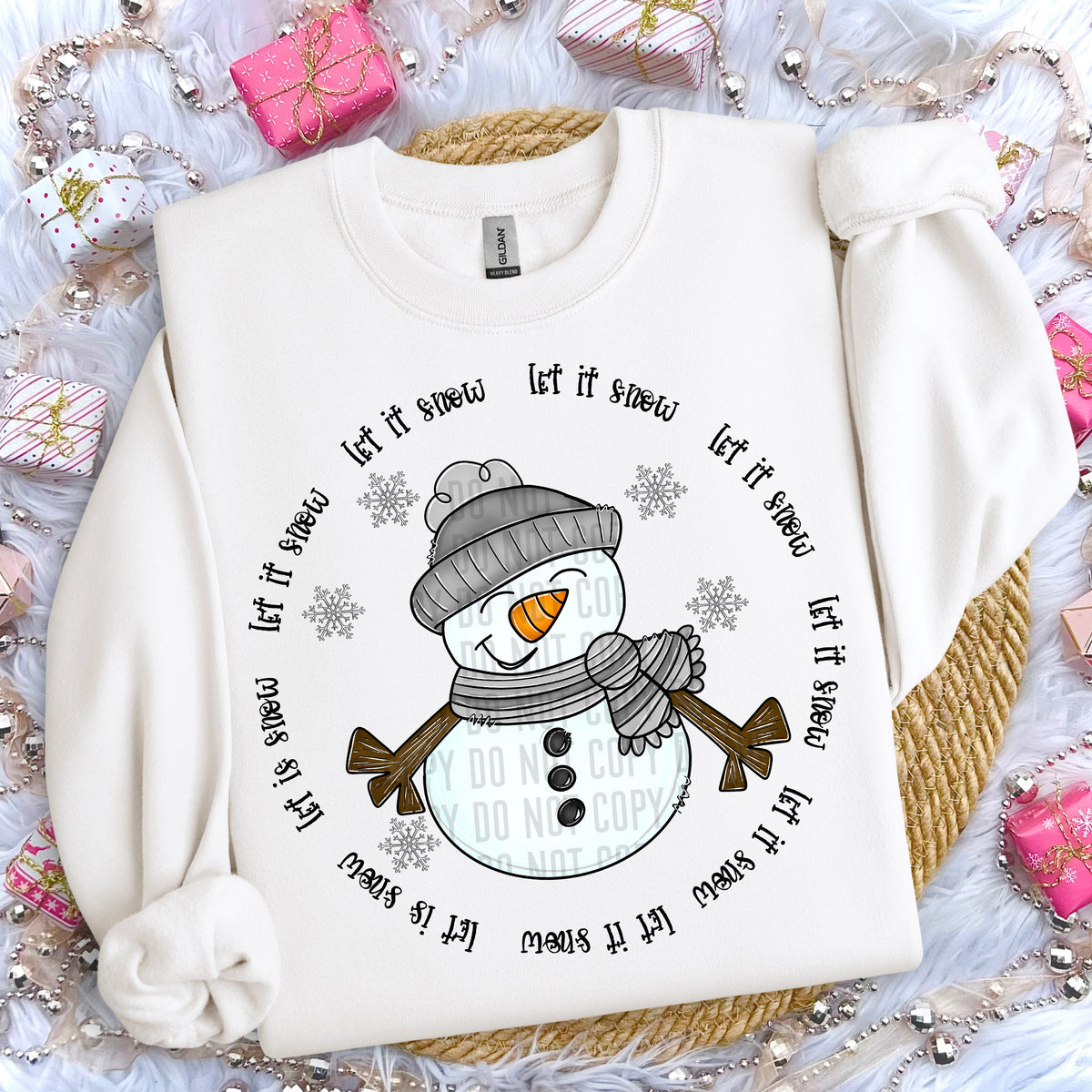 Let It Snow Grey Snowman 69221 DTF transfer