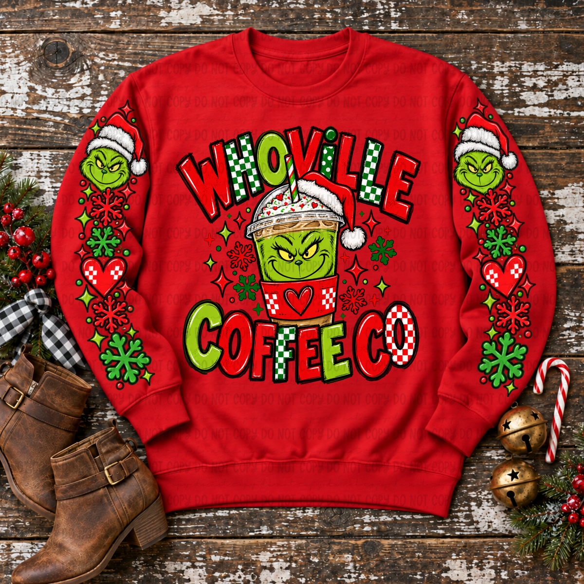 Wville coffee co red and green (FRONT ONLY) (Revel) DTF