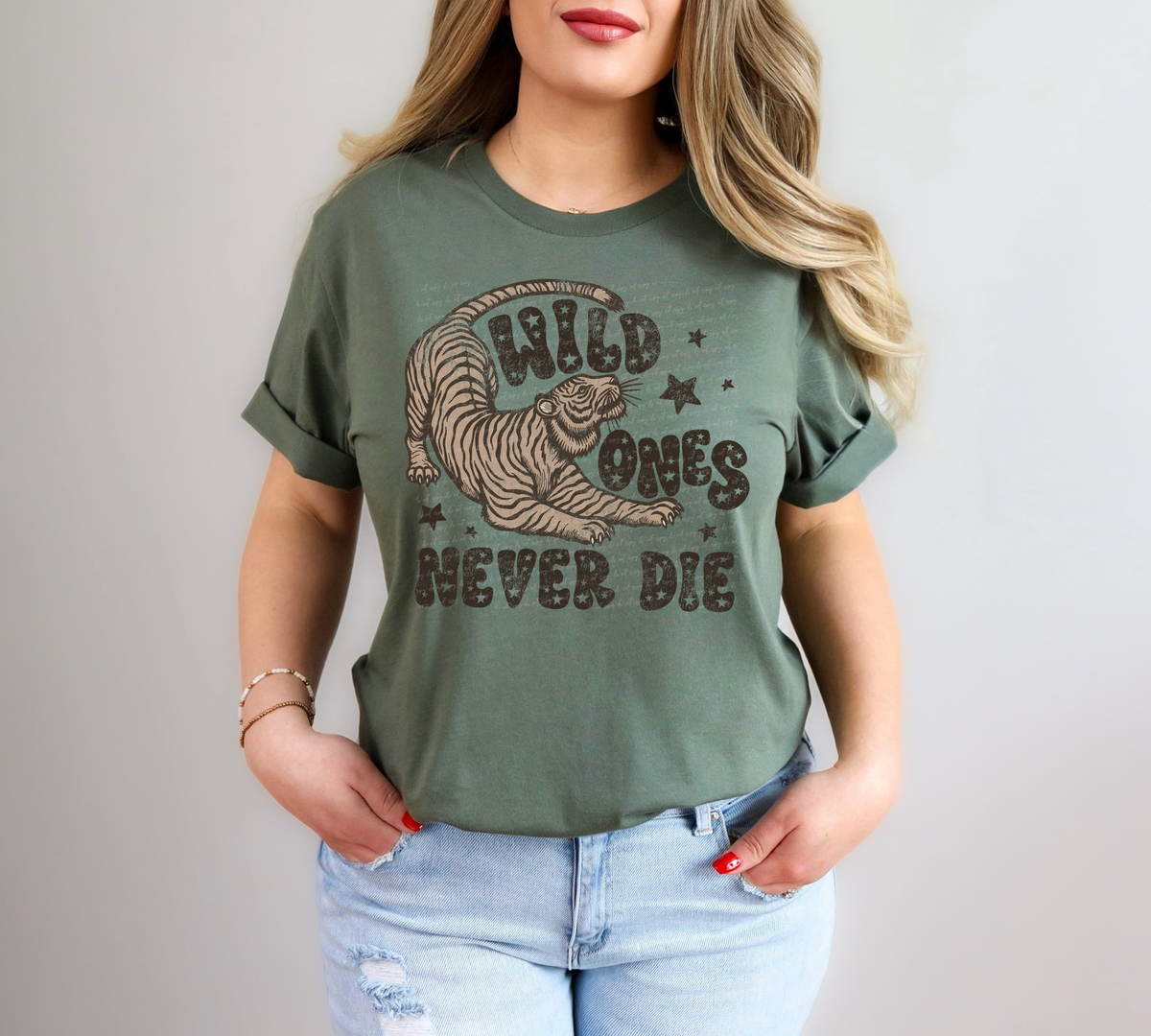 Wild Ones Never Die Tiger Grunge 86745 DTF Transfer