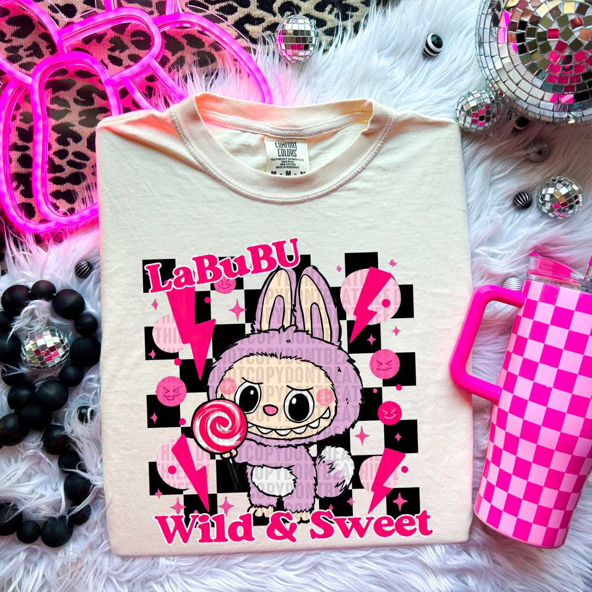 Wild and Sweet Labubu Checker 104617 DTF transfer