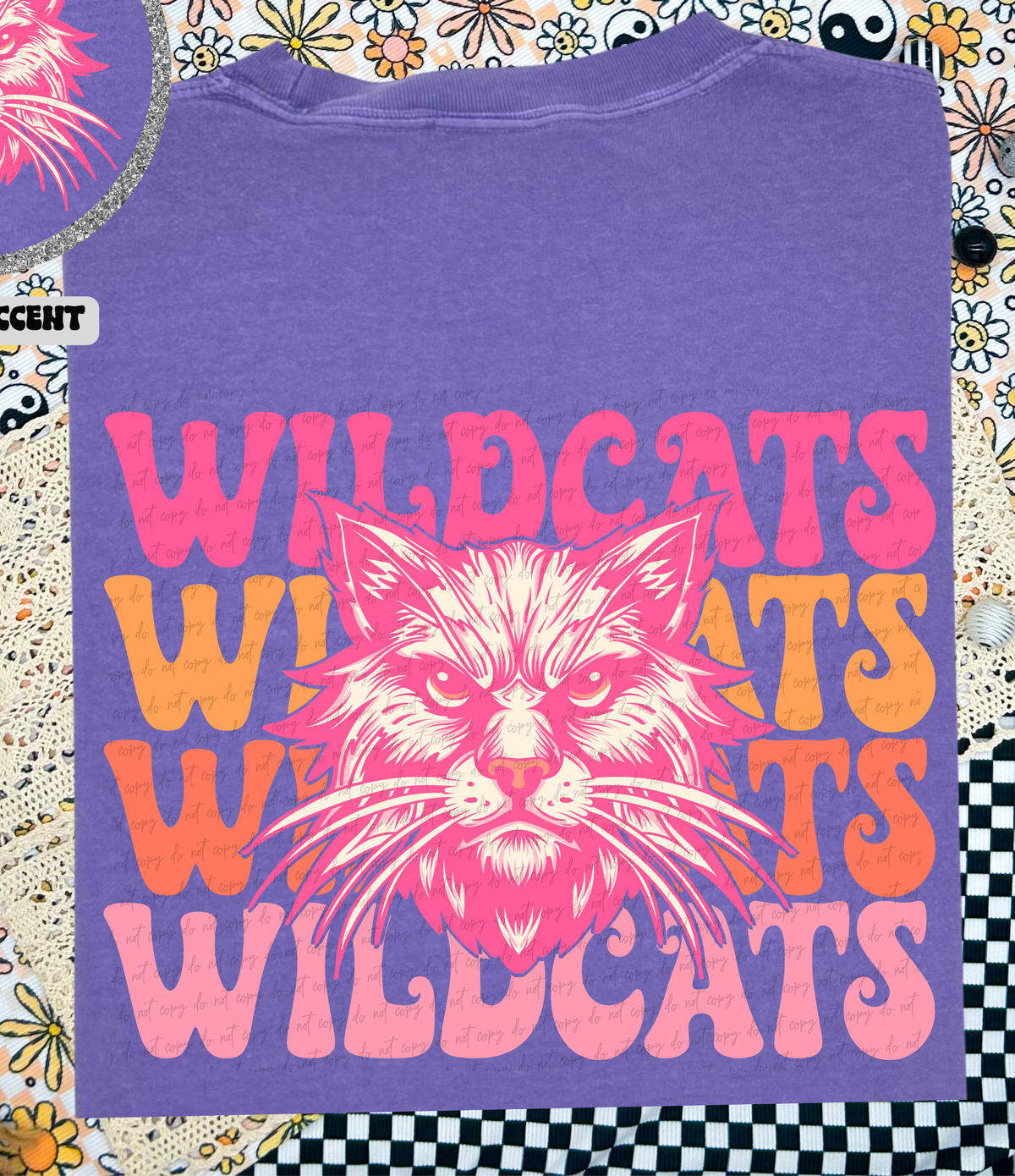 Wildcats Stacked School Mascot (Back Print) 89084 DTF Transfer