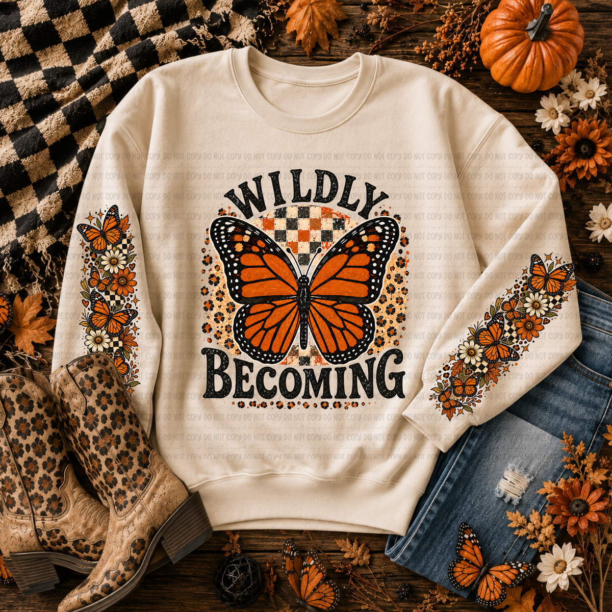 Wildly becoming butterfly (FRONT ONLY) (Revel) DTF Transfer