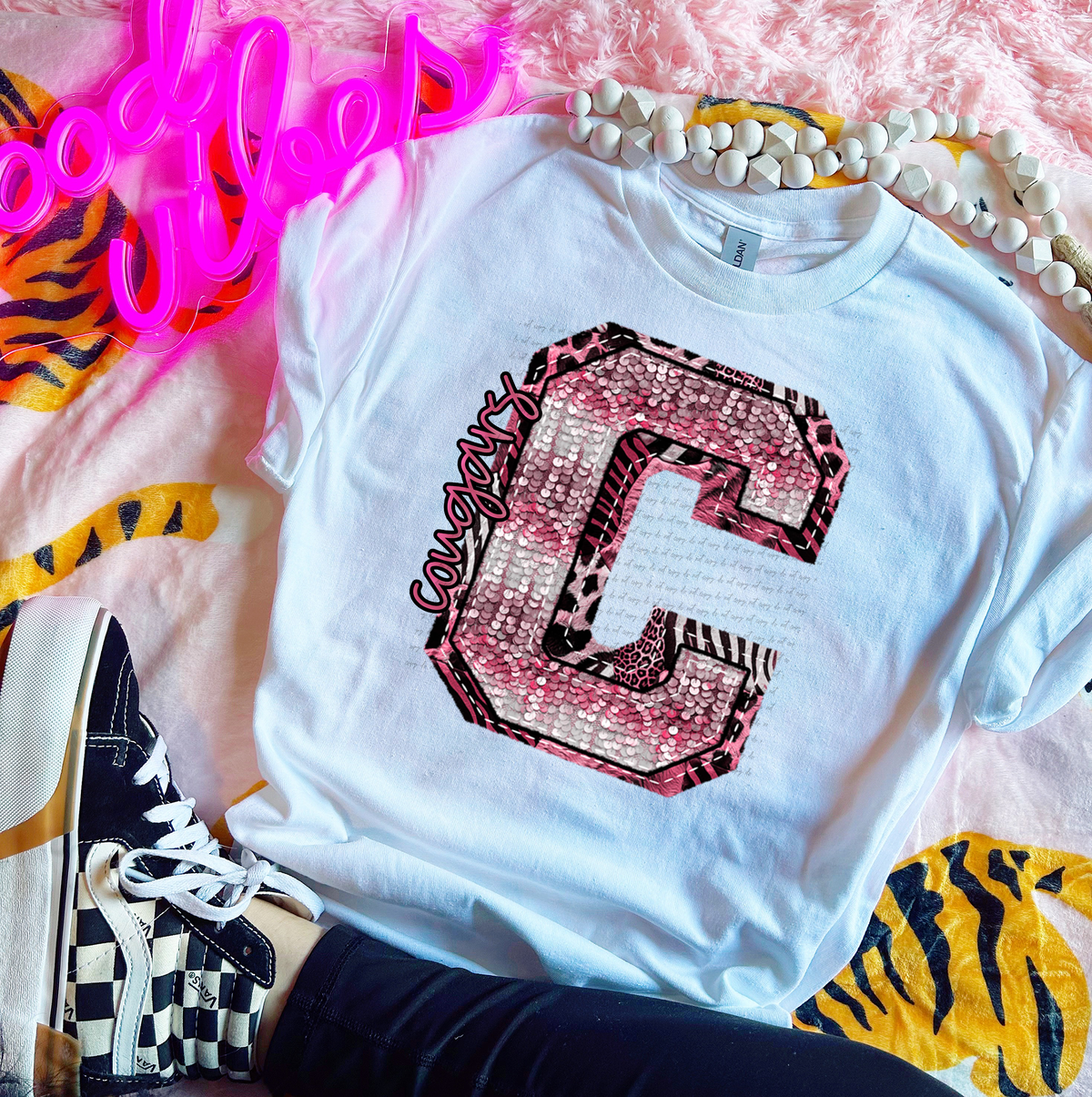 Wildpink Cougars C Sequins 74868 DTF Transfer