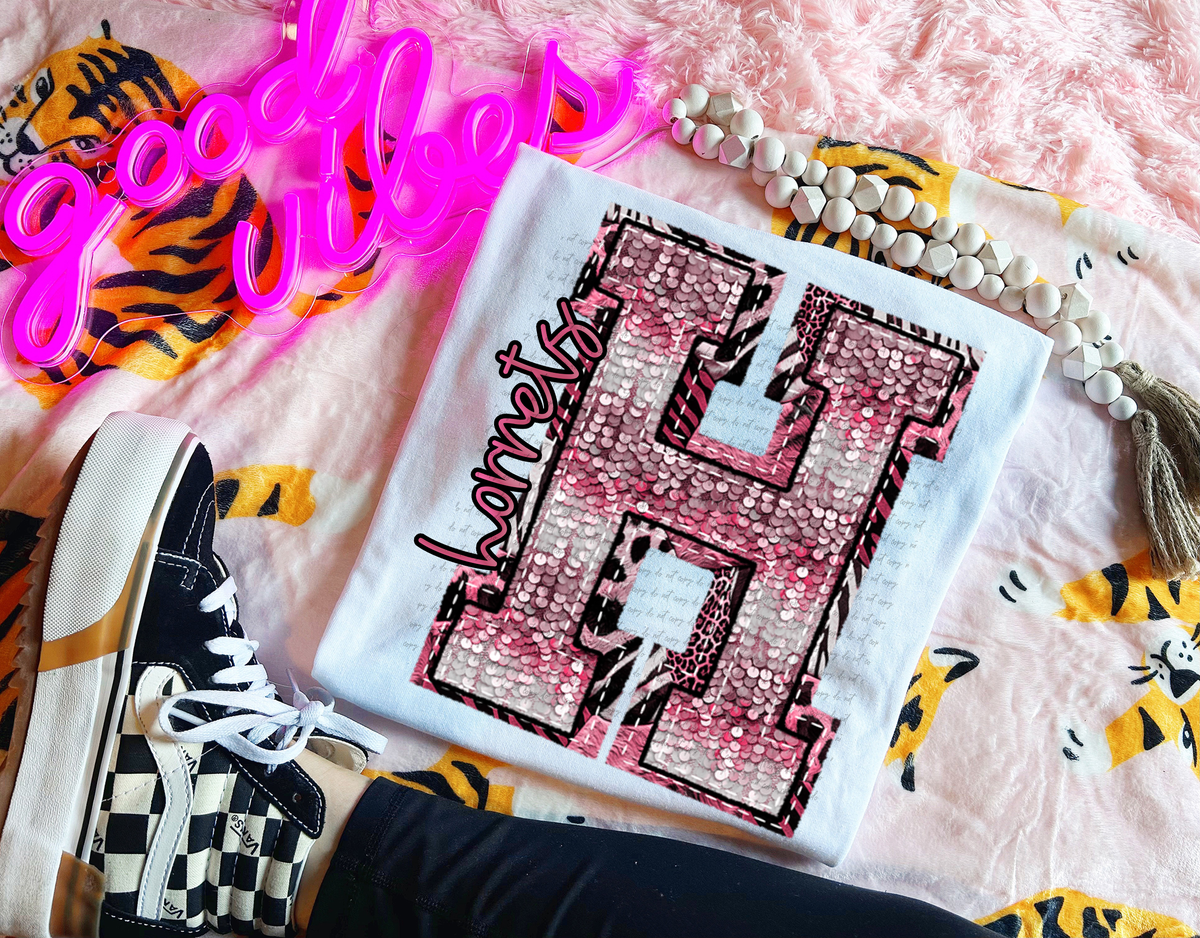 Wildpink Hornets H Sequins 74882 DTF Transfer