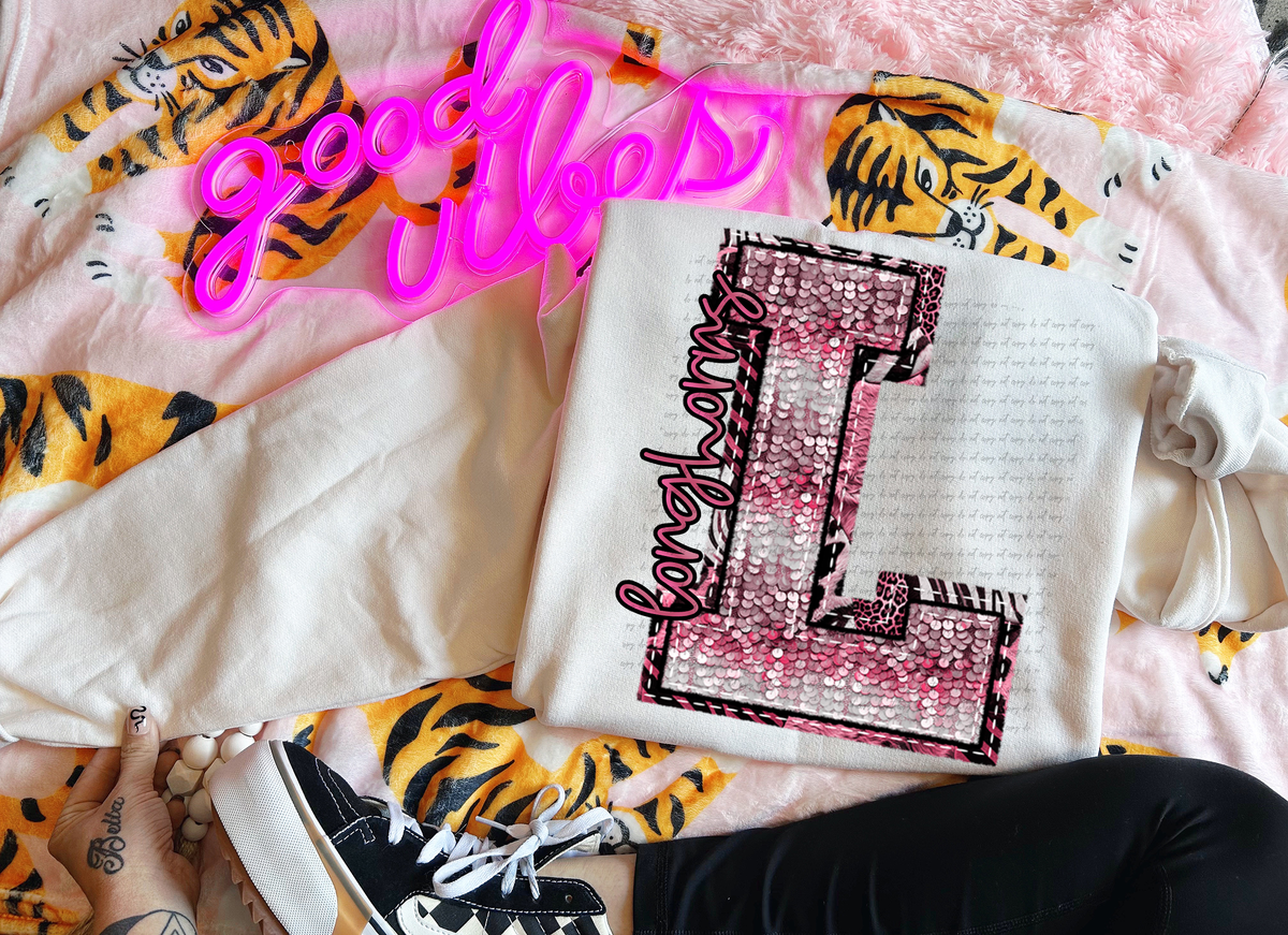 Wildpink Longhorns L Sequins 74892 DTF Transfer