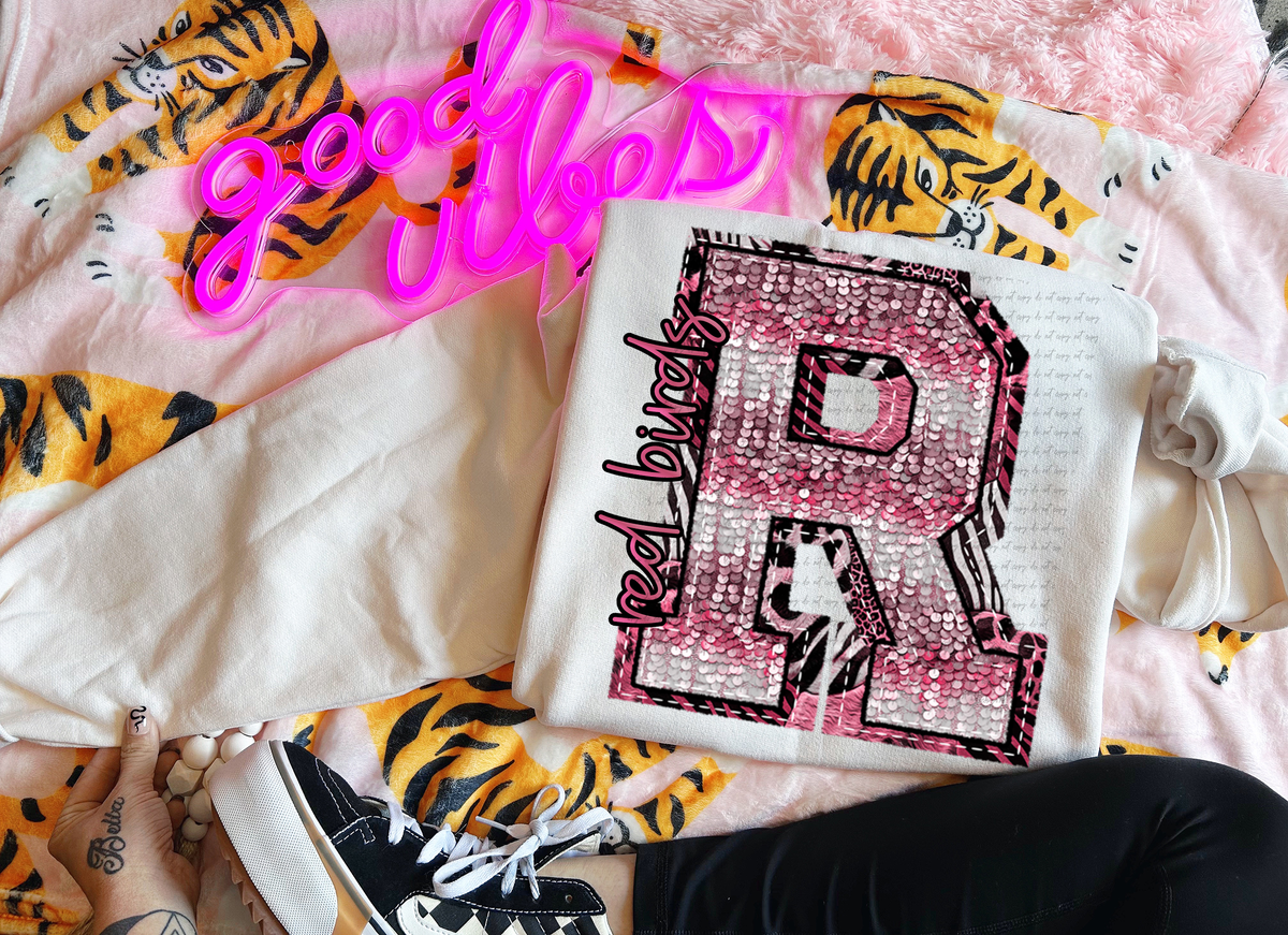 Wildpink Red Birds R Sequins 74909 DTF Transfer