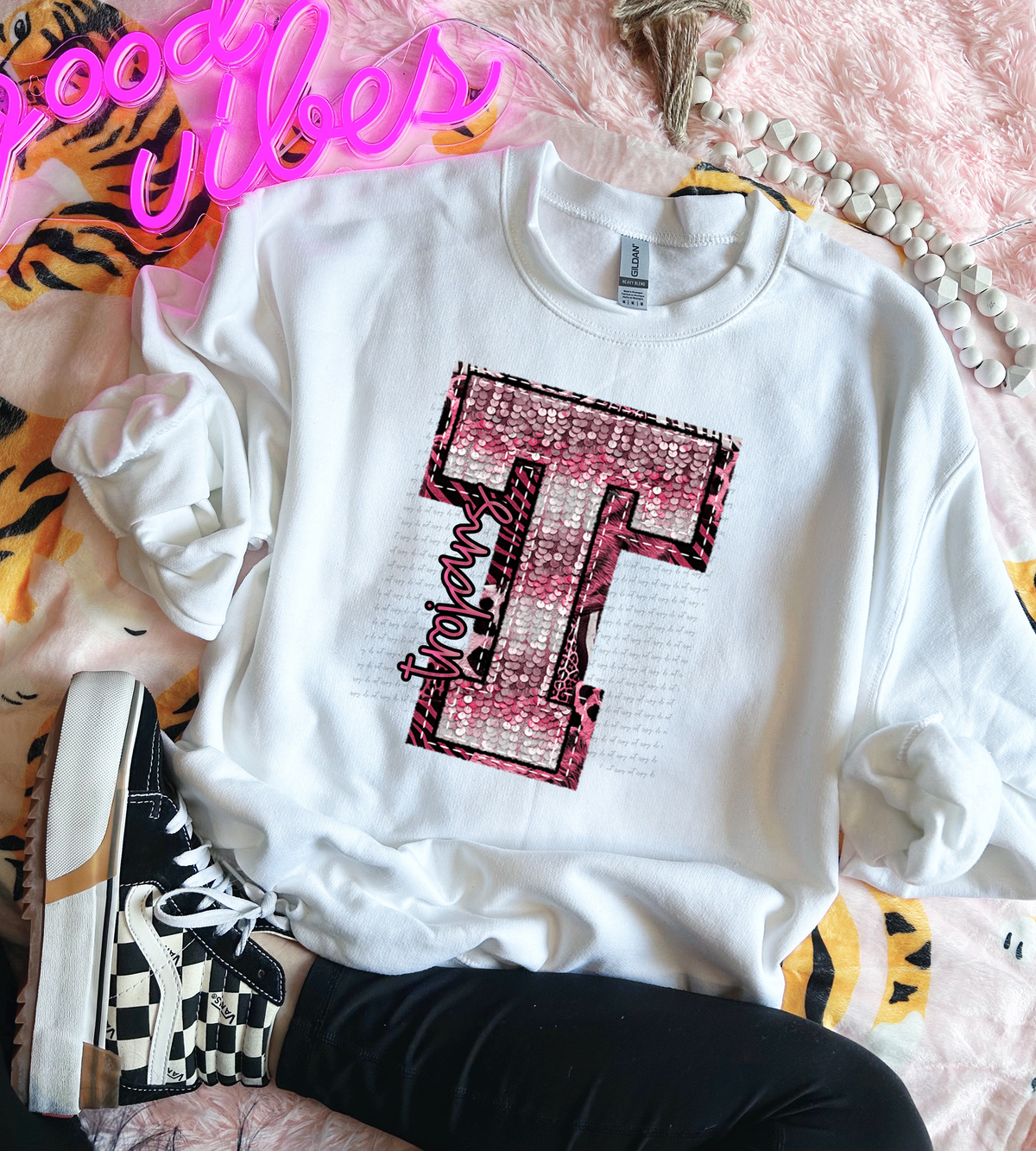 Wildpink Trojans T Sequins 74917 DTF Transfer