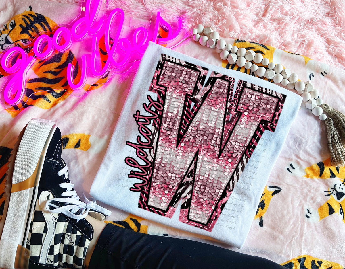 Wildpink Wildcats W Sequins 74921 DTF Transfer