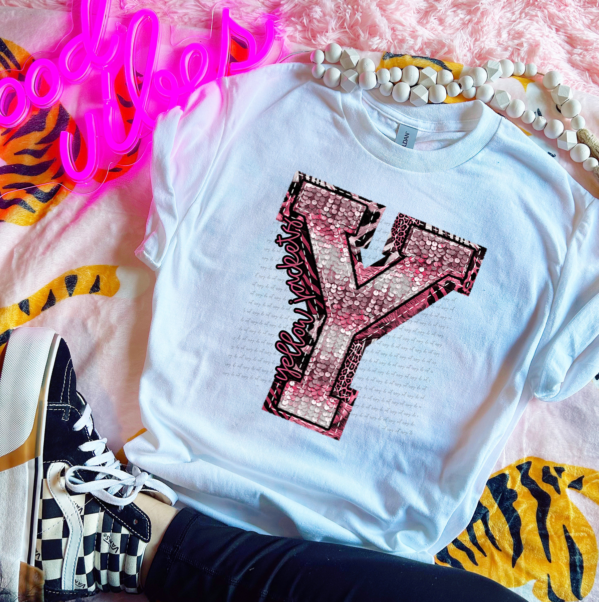 Wildpink Yellow Jackets Y Sequins 74924 DTF Transfer