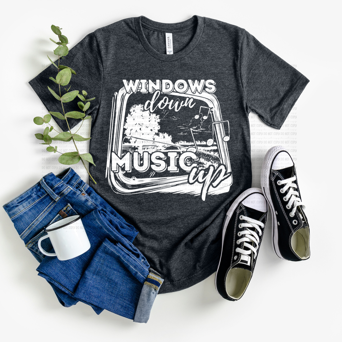 Windows down music up WHITE (Revel) DTF Transfer