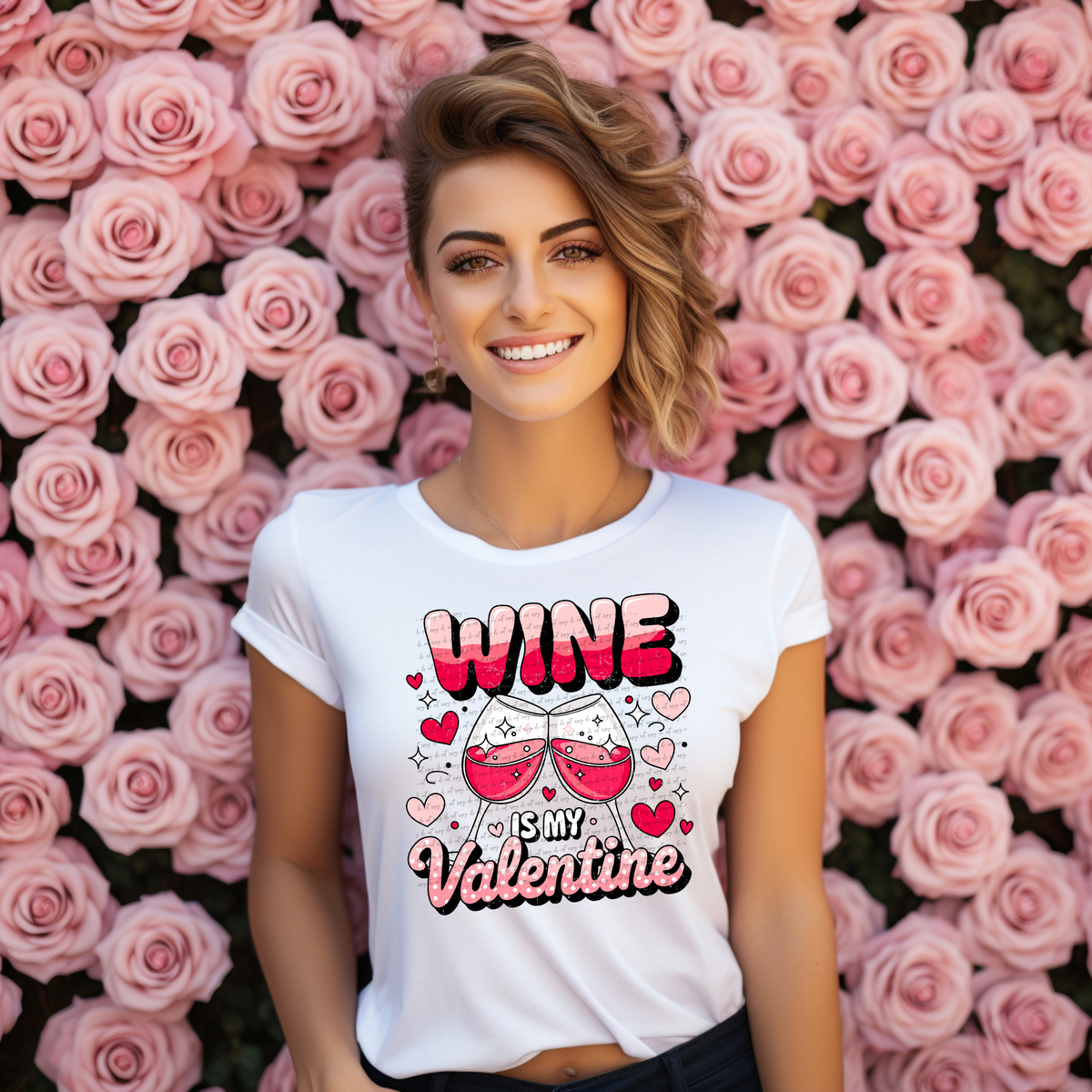 Wine Is My Valentine 71828 DTF Transfer