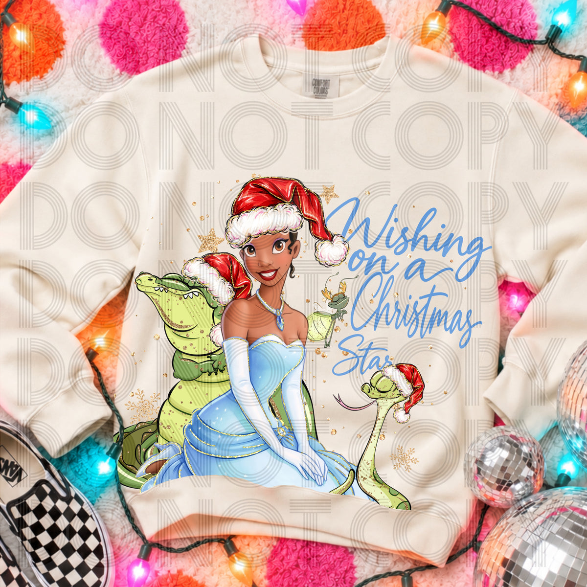 Wishing on a Christmas star Gold Glitter Exclusive (Renewed) DTF Transfer