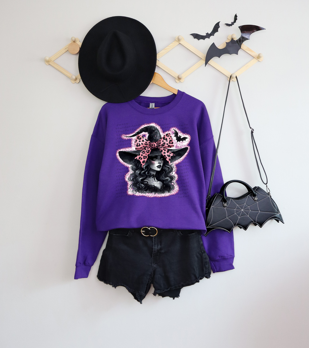 Witch Pink Leopard Bow White Pink Splatter 59443 DTF transfer