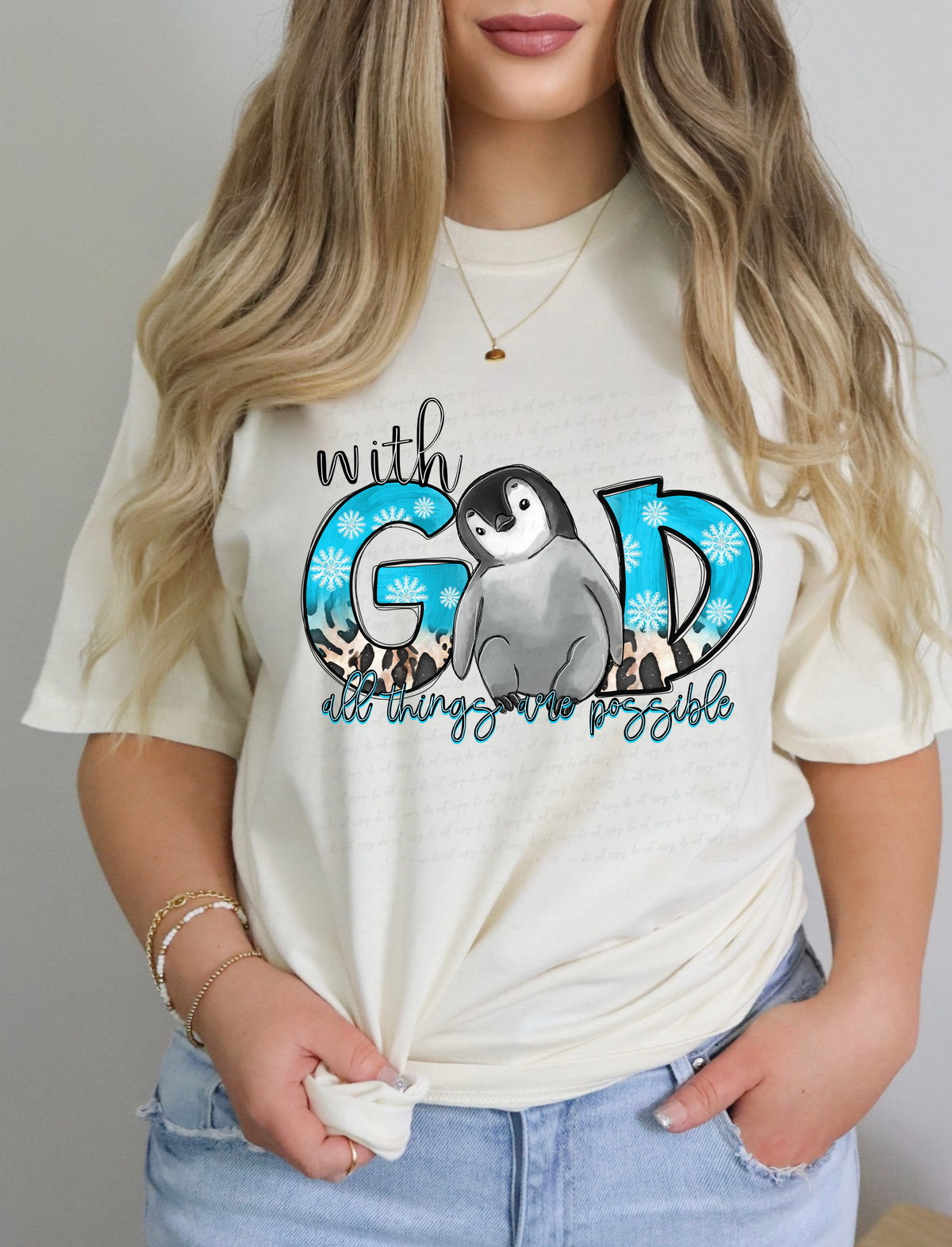 With God All Things Are Possible Penguin 114861 DTF transfer