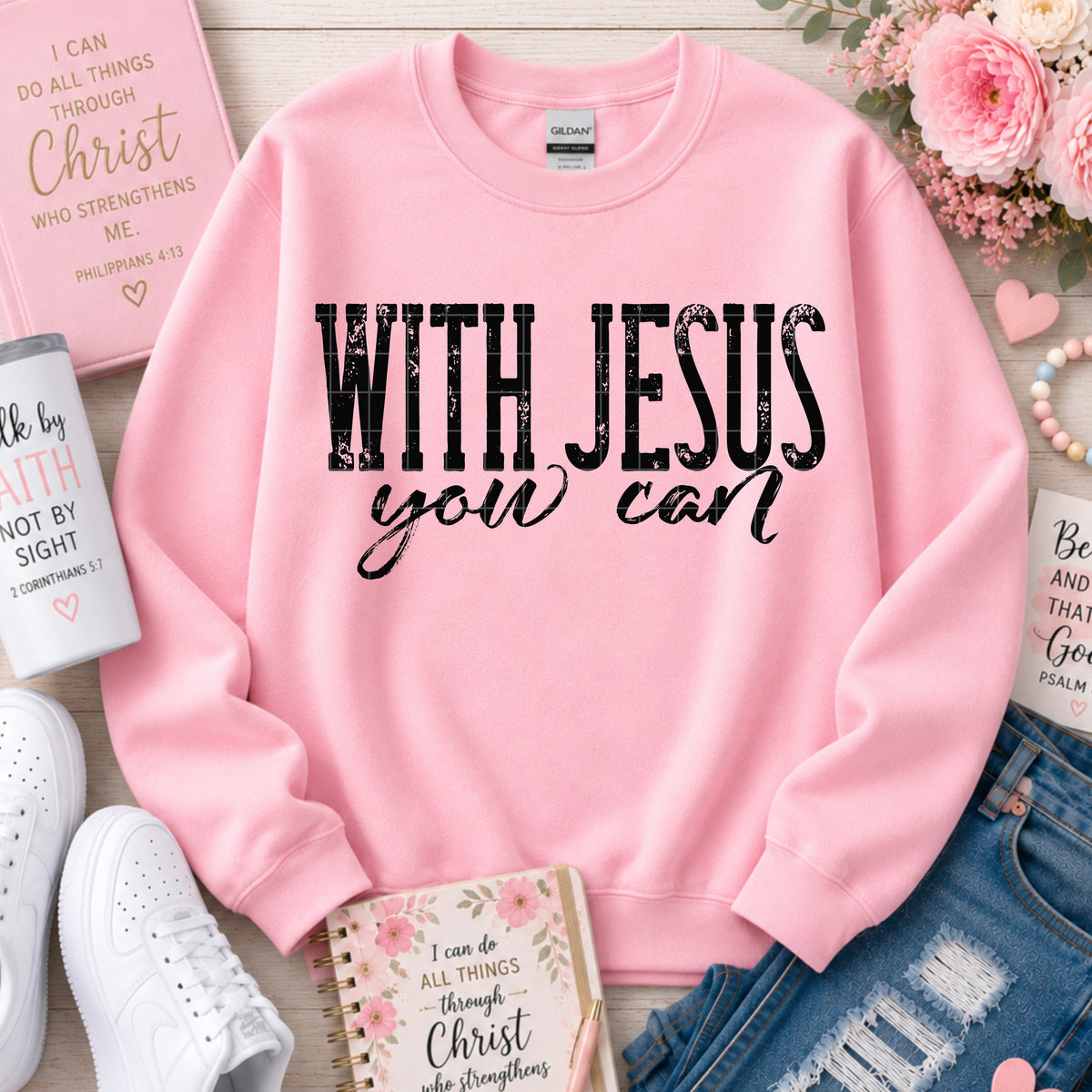 With Jesus you can BLACK (SDD) DTF Transfer