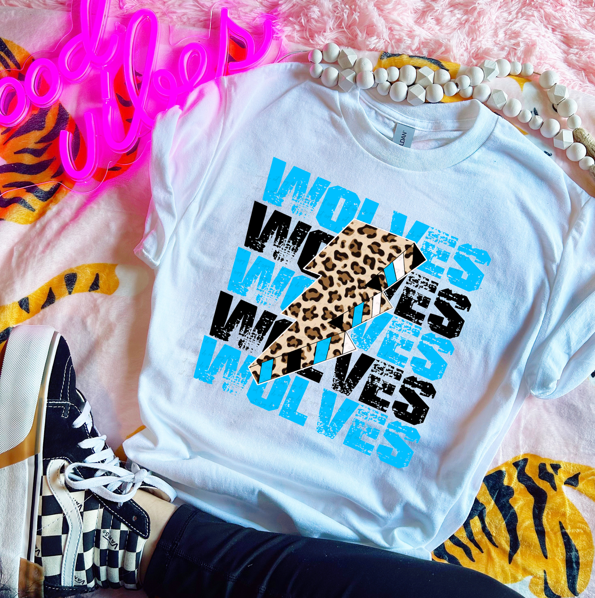Wolves Stacked Leopard Lightning Bolt 114606 DTF transfer