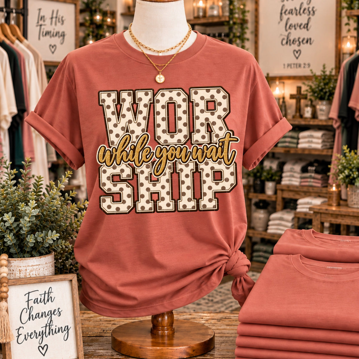 Worship while you wait polkadots (SDD) DTF Transfer