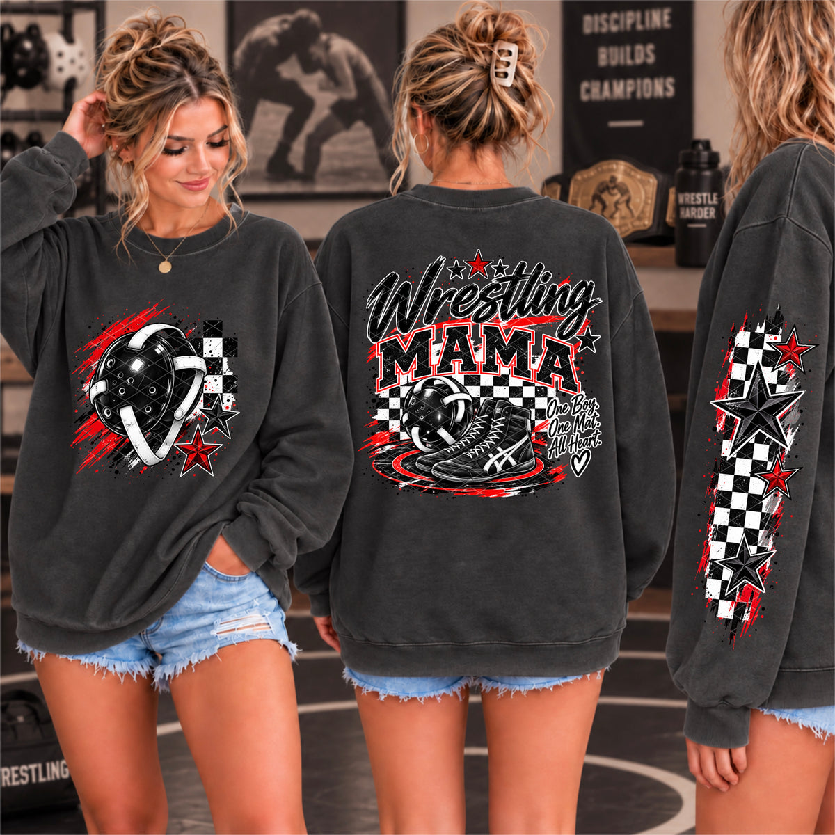 Wrestling red and checkered (SLEEVE ONLY) (SDD) DTF Transfer