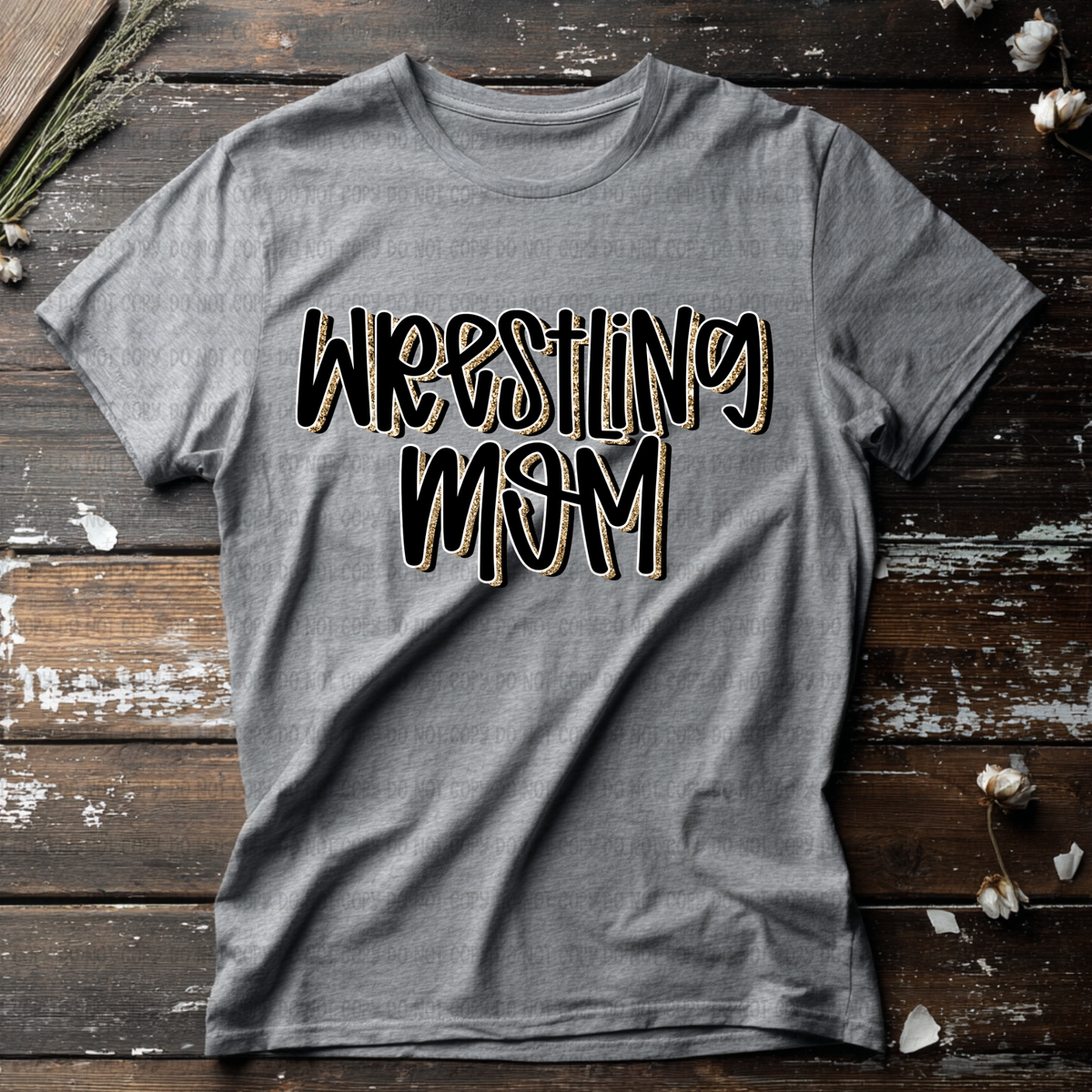 Wrestling mom faux glitter outline (Revel) DTF Transfer