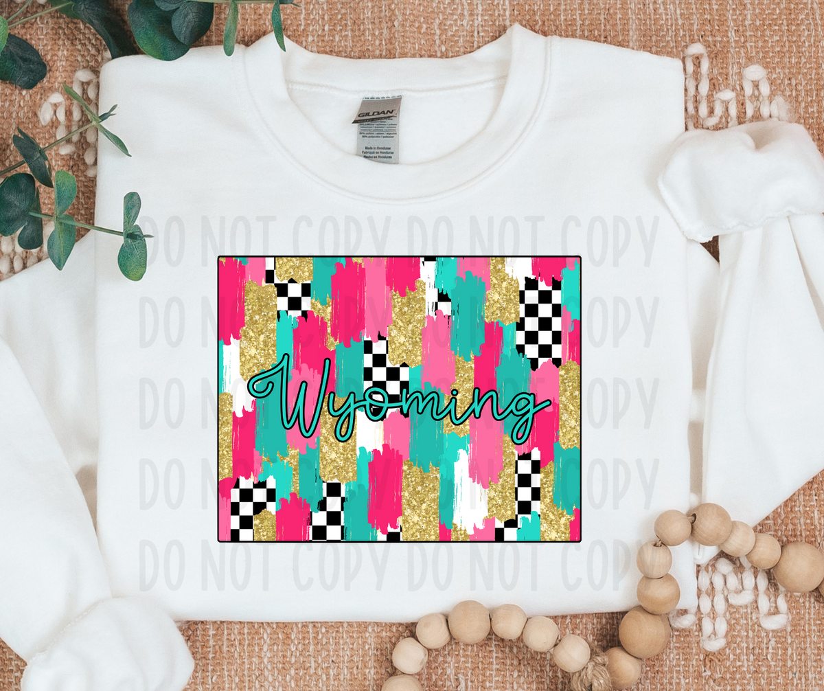 Wyoming Brushstroke Checkered State (canvista) DTF transfer