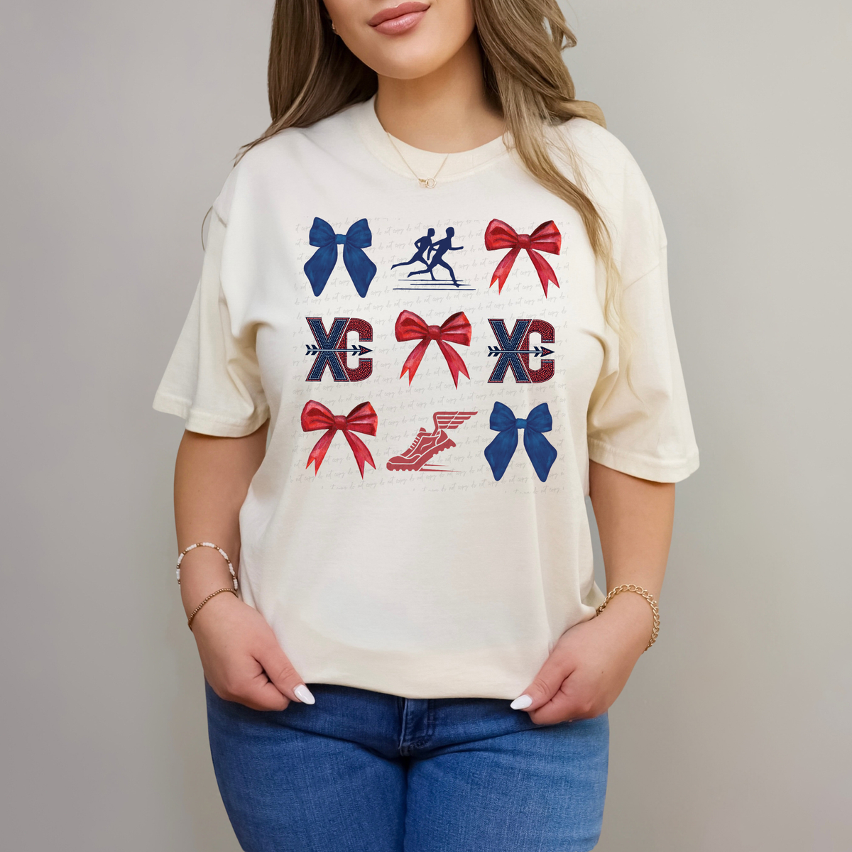 XC Bow Red and Blue Grid 117583 DTF transfer