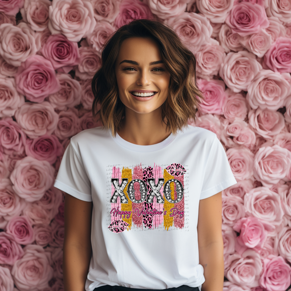 Xoxo Happy Valentine's Day Brushstrokes 71555 DTF Transfer