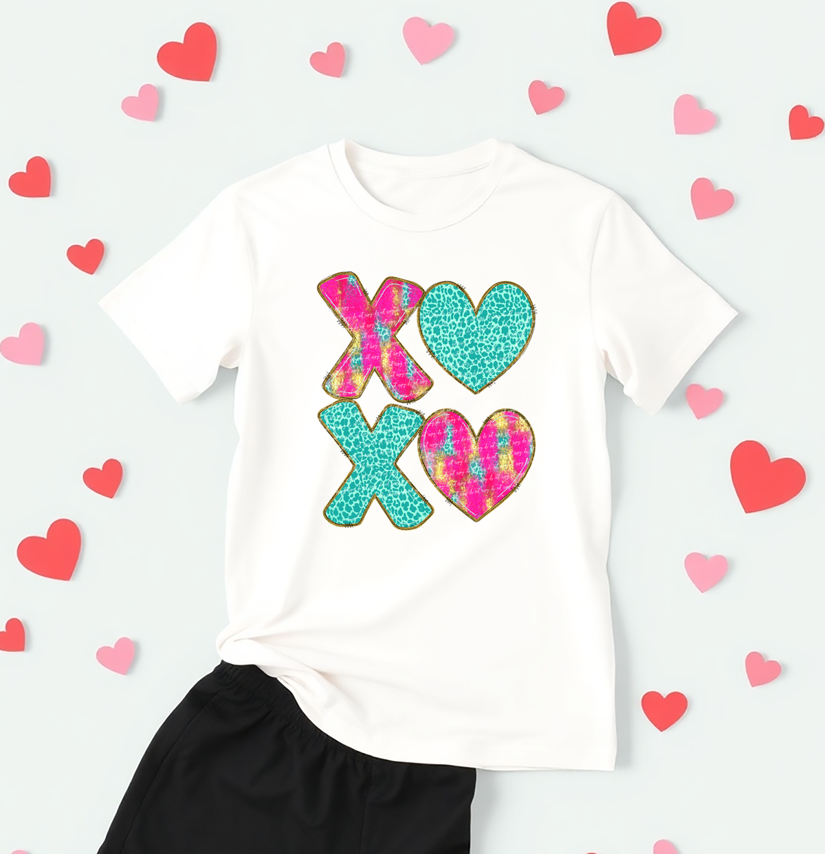 Xoxo Leopard Teal Brush Pink 81849 DTF Transfer