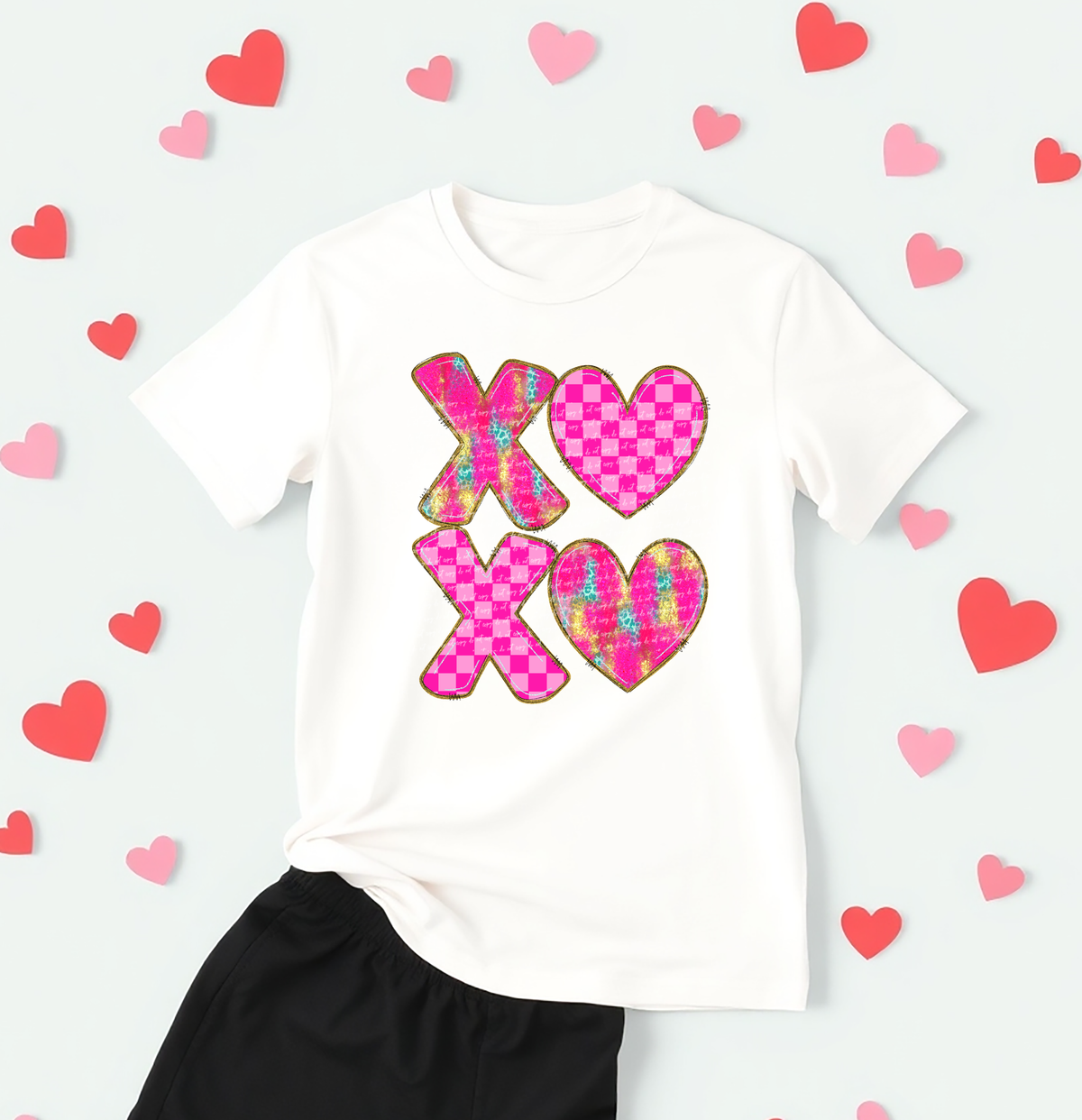 Xoxo Pink Brush Checker 81850 DTF Transfer