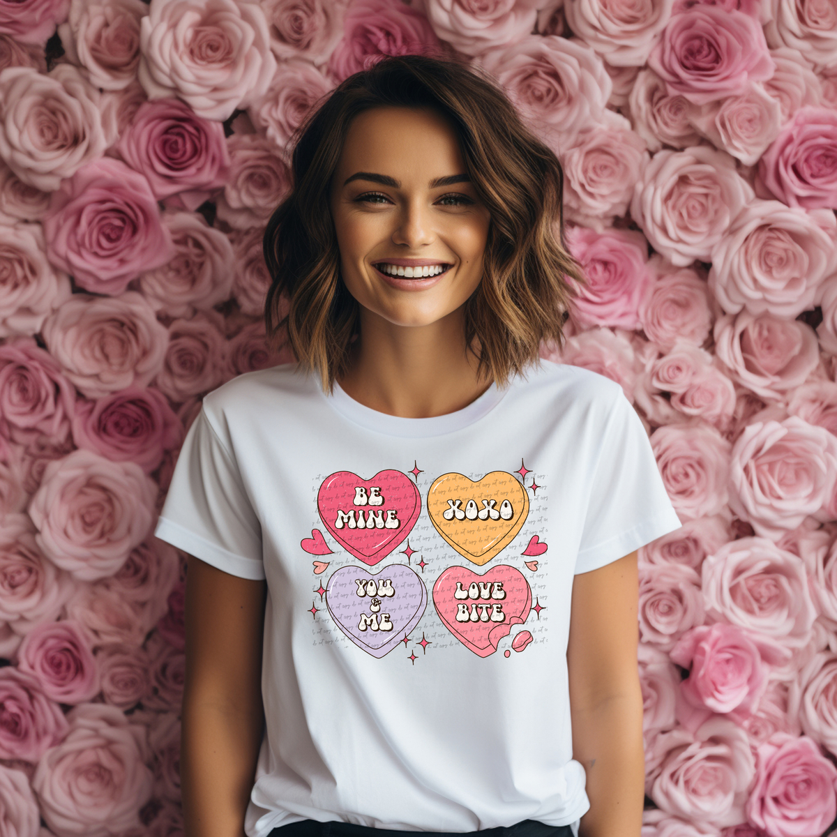Valentine Candy Heart Be Mine, Xoxo , You And Me, Love Bite 71855 DTF Transfer