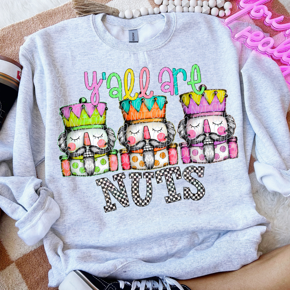 Y'all are nuts checker (City) DTF Transfer