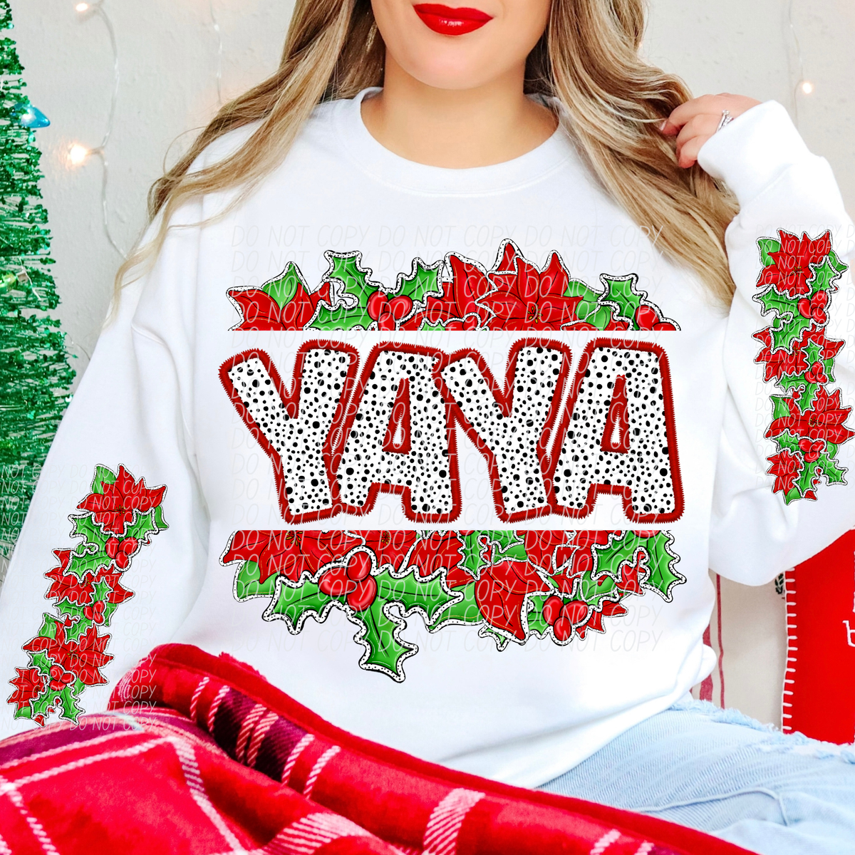 Yaya Split Holly Name FRONT (City) DTF transfer