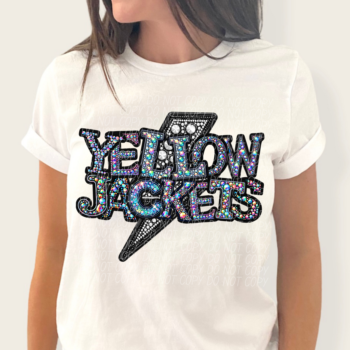 Yellow jackets lightning bolt rhinestones (city) 45277 DTF transfers