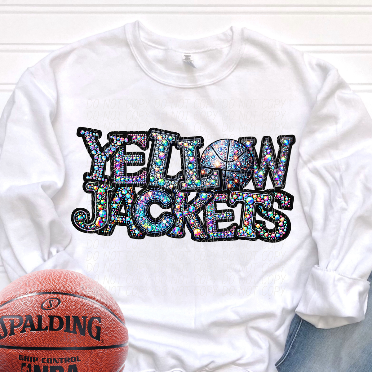 Yellow Jackets Basketball Rhinestone (CITY) 66682 DTF transfer