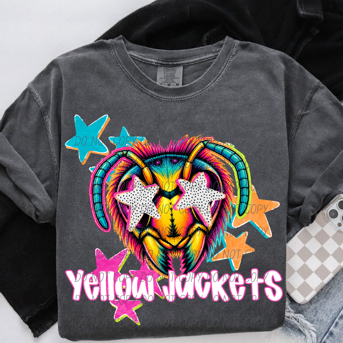 yellow jackets pop art with stars (CITY) DTF Transfer