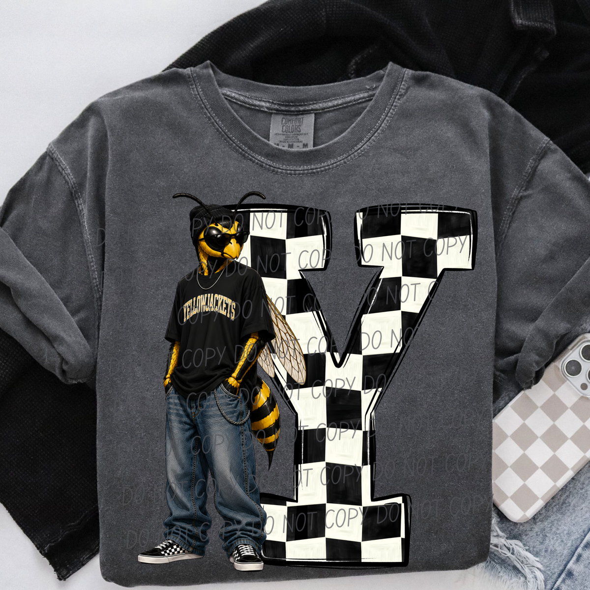 Yellowjackets sideline sweatshirt mascots (City) DTF Transfer