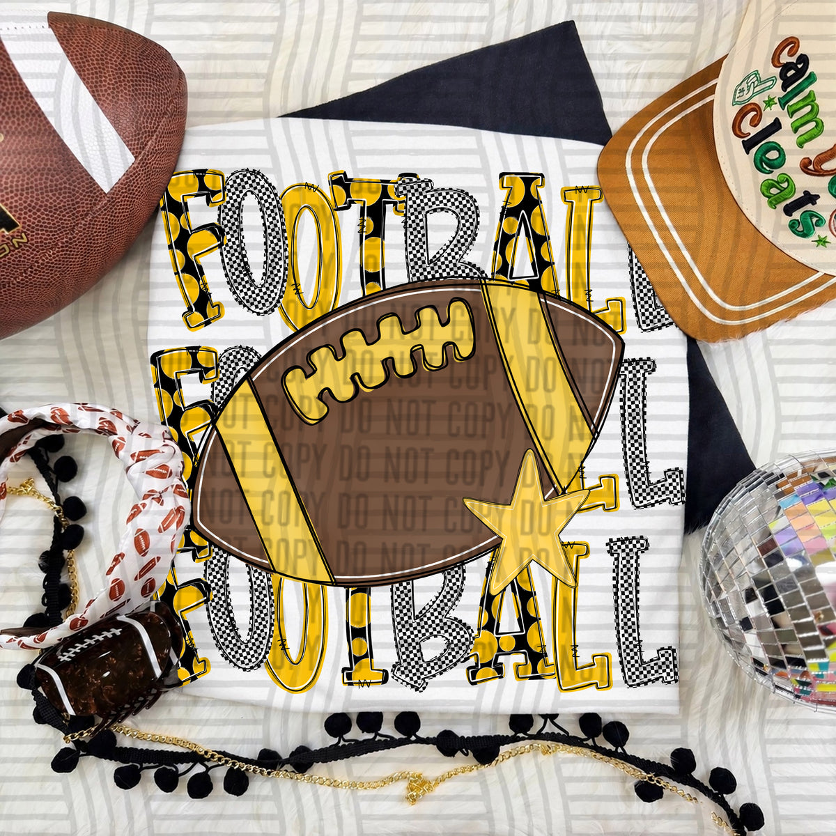 Yellow-Football Tri Stacked (Caplinger) DTF Transfer