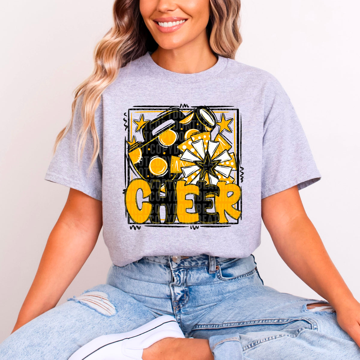 Cheer black and yellow with frame (SDD) 99320 DTF transfer